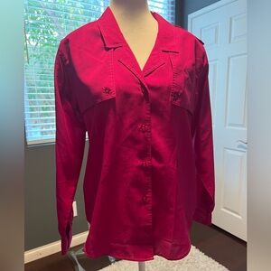 - Vintage DVF magenta blouse in silky like fabric. In EUC,